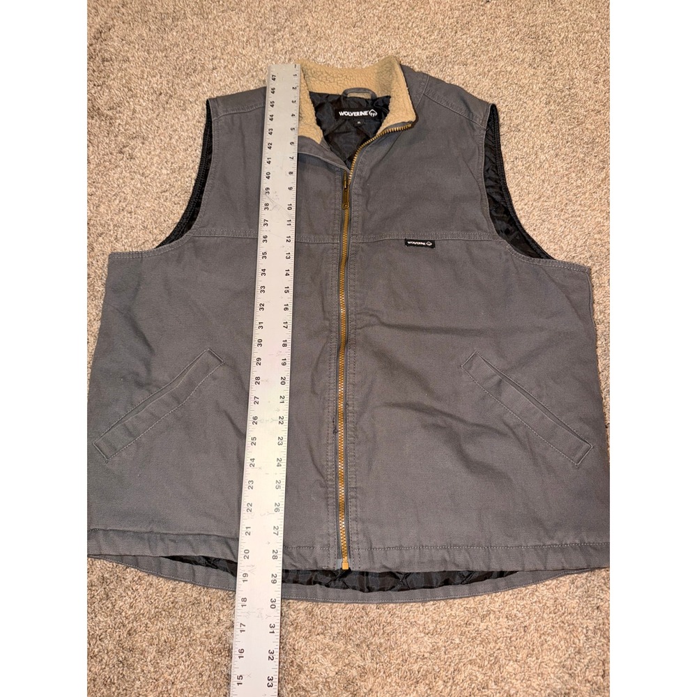 Wolverine Mens XL Gray Canvas Sherpa Lined Quilted Insulated Work Vest (666) - Picture 6 of 6